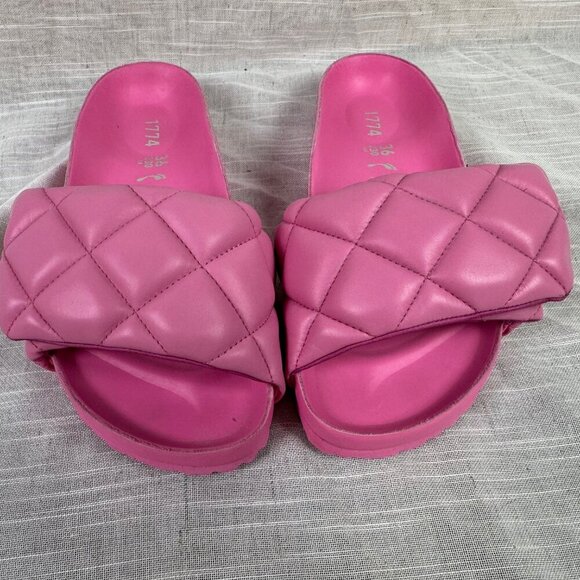 Birkenstock 1774 III Sylt Leather Slide Sandal Azalea Pink Quilted Size EU 36 - Picture 2 of 5
